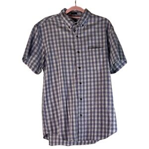J.Crew Homespun Slim Fit Short Sleeve Gingham Button Down Shirt Blue Size M